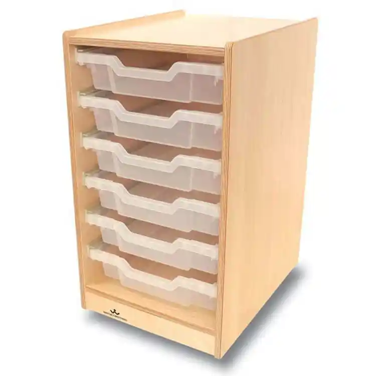 Single Column Storage Cabinet with Clear Trays