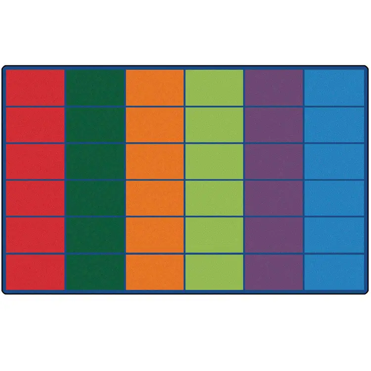 Colorful Rows Seating Classroom Rug, Rectangle 8'4" x 13'4" (Seats 36)