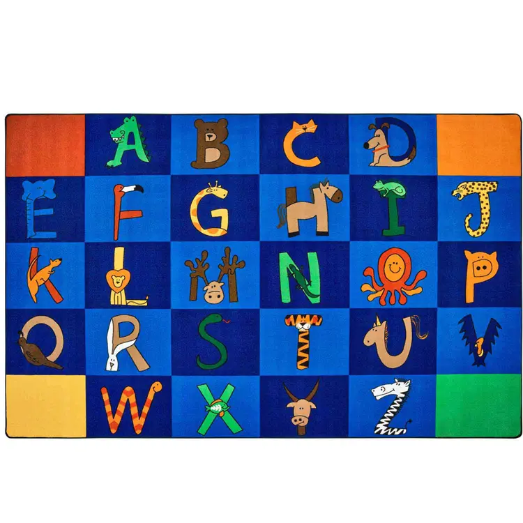 "A To Z Animals Classroom Rug, Rectangle 8'4"" x 13'4"""