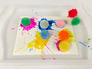 Pom Pom Smush Painting Art Activity