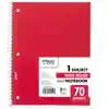 Spiral Notebooks, Dozen, 1 Subject, 70 Sheets