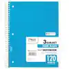 Spiral Notebooks, Dozen, 3 Subject, 120 Sheets