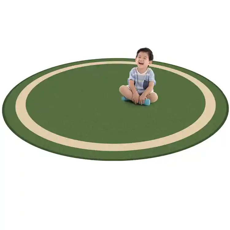 Portrait Classroom Rugs, Green, Round 7'7"