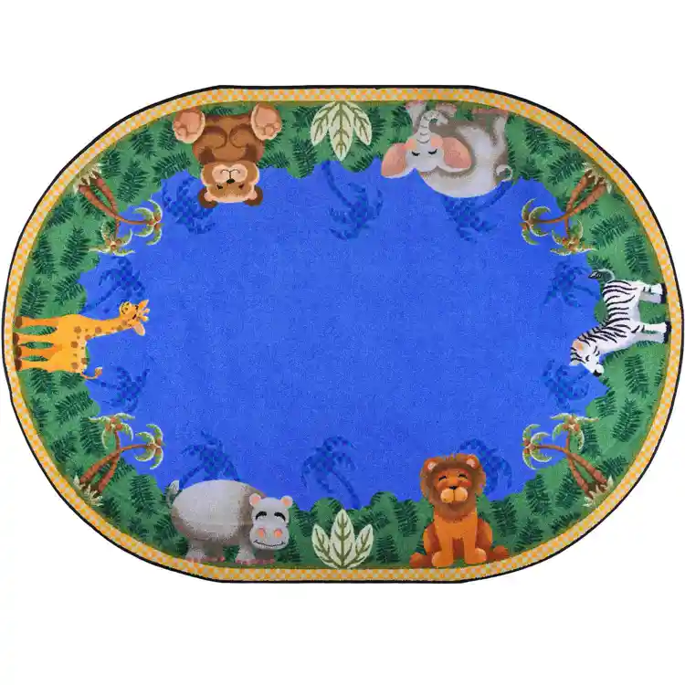 Jungle Friends Rug, Oval 5'4" x 7'8"