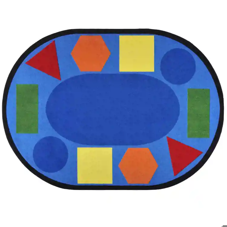 Sitting Shapes Rug, Primary Colors,Oval 5'4" x 7'8"