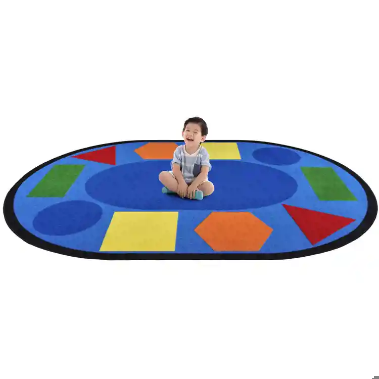 Sitting Shapes Rug, Primary Colors,Oval 5'4" x 7'8"