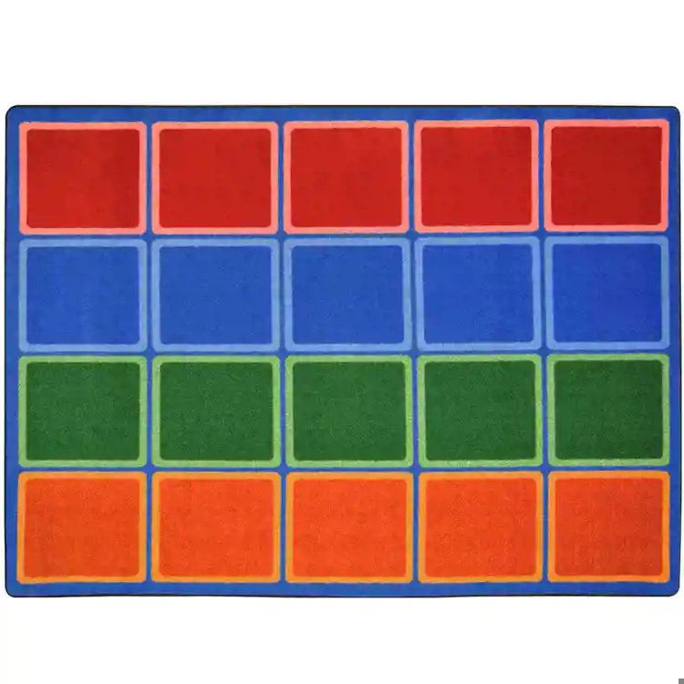 Blocks Abound Classroom Rug, Primary Colors, Rectangle 5'4" x 7'8"