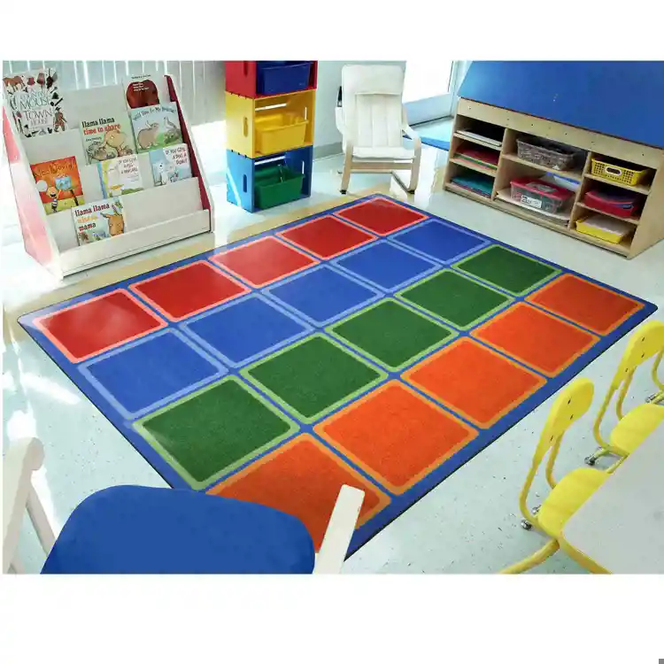 Blocks Abound Classroom Rug, Primary Colors, Rectangle 5'4" x 7'8"