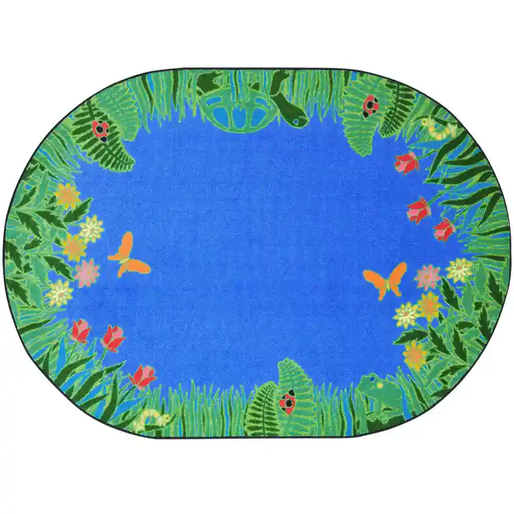 Merry Meadows Rug, Blue, Oval 5'4" x 7'8"