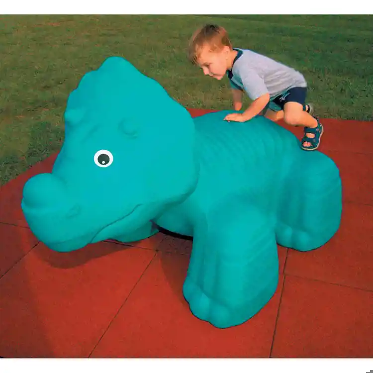 Big Playground Sculptures, Triceratops, Teal, Inground Mount