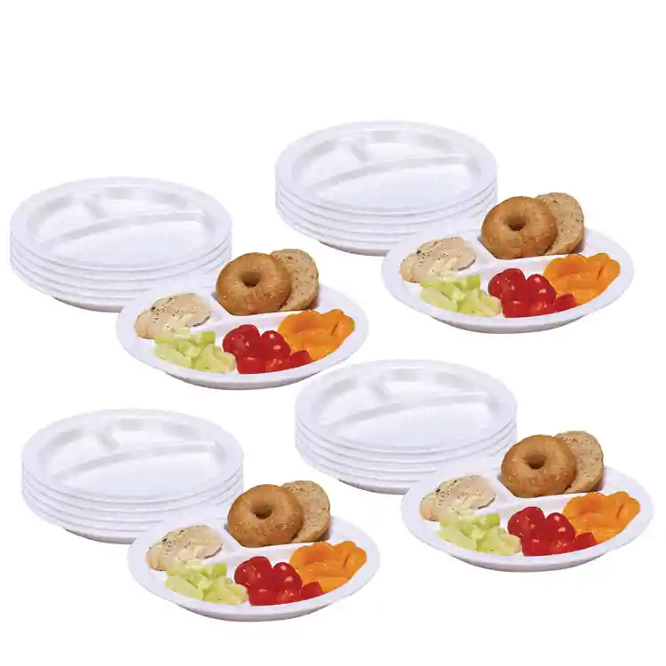 Family Style Dining Divided Plates, 24 Pieces