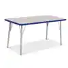 Rainbow Accents® KYDZ Gray Top Activity Tables, Rectangle 24" x 48", Adult 24" - 31", Blue