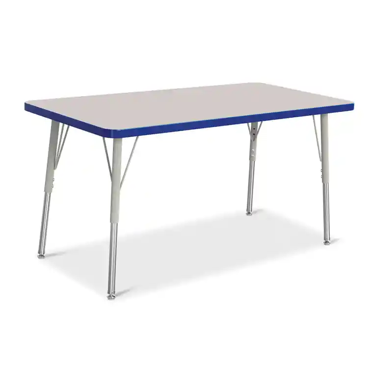 Rainbow Accents® KYDZ Gray Top Activity Tables, Rectangle 24" x 48", Adult 24" - 31", Blue