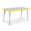 Rainbow Accents® KYDZ Gray Top Activity Tables, Rectangle 24" x 48", Adult 24" - 31", Yellow