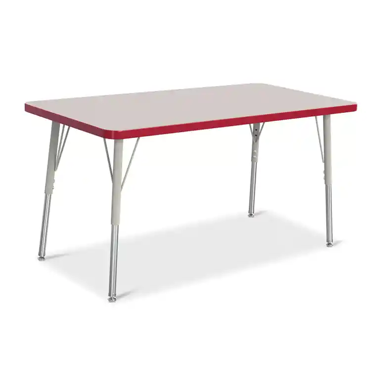 Rainbow Accents® KYDZ Gray Top Activity Tables, Rectangle 24" x 48", Adult 24" - 31", Red