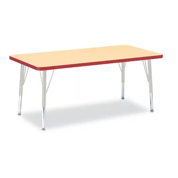 Rainbow Accents® Kydz® Maple Top Activity Tables, Rectangle 24" x 48", Adult 24" - 31", Red