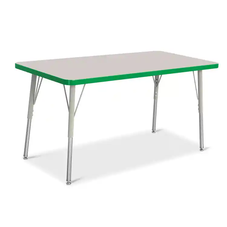 Rainbow Accents® KYDZ Gray Top Activity Tables, Rectangle 24" x 48", Adult 24" - 31", Green