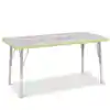 Berries® Driftwood Gray Top Activity Tables, Rectangle 24" X 48", Adult Height-Key Lime