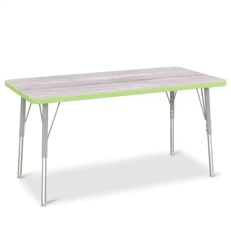 Berries® Driftwood Gray Top Activity Tables, Rectangle 24" X 48", Adult Height-Key Lime