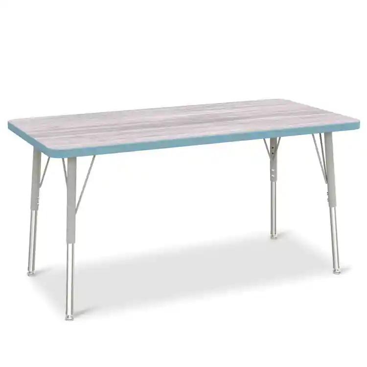 Berries® Driftwood Gray Top Activity Tables, Rectangle 24" X 48", Adult Height-Coastal Blue