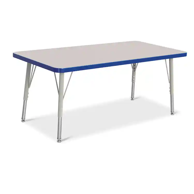 Rainbow Accents® KYDZ Gray Top Activity Tables, Rectangle 24" x 48", Elementary 15" - 24", Blue