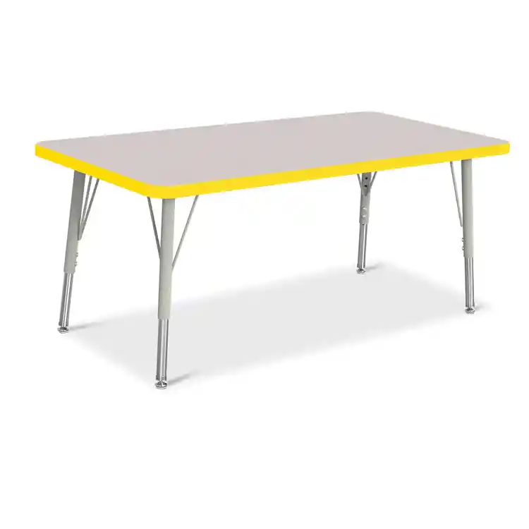 Rainbow Accents® KYDZ Gray Top Activity Tables, Rectangle 24" x 48", Elementary 15" - 24", Yellow