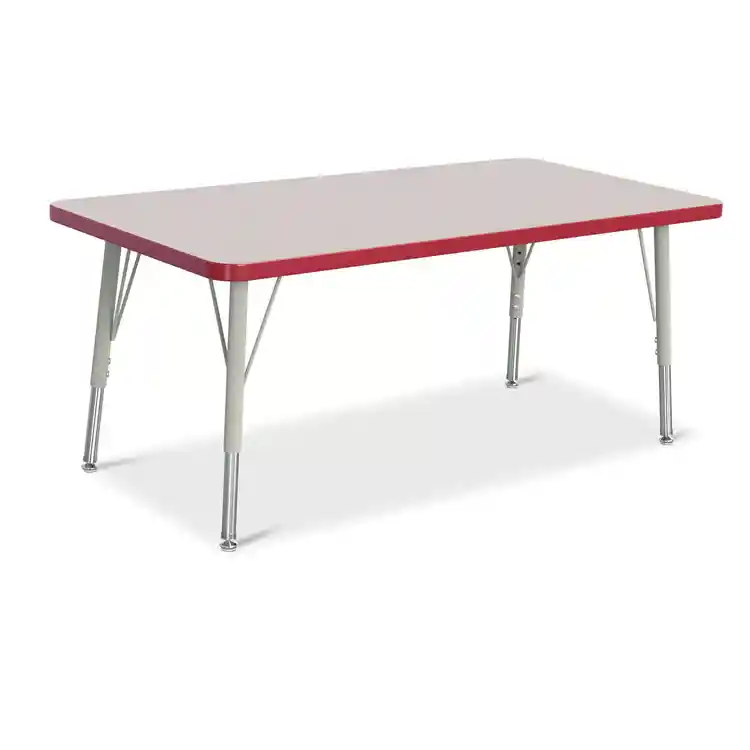 Rainbow Accents® KYDZ Gray Top Activity Tables, Rectangle 24" x 48", Elementary 15" - 24", Red