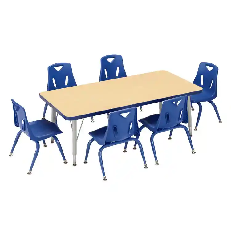 Rainbow Accents® Kydz® Maple Top Activity Tables, Rectangle 24" x 48", Elementary 15" - 24", Blue