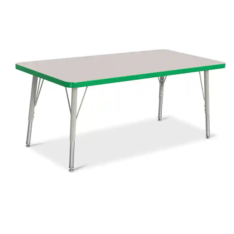 Rainbow Accents® KYDZ Gray Top Activity Tables, Rectangle 24" x 48", Elementary 15" - 24", Green