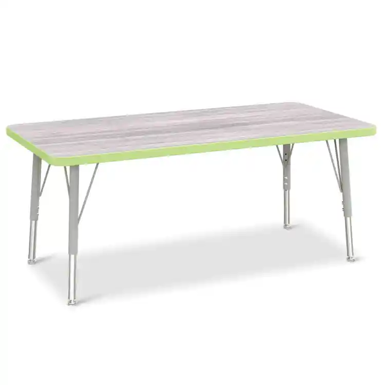 Berries® Driftwood Top Activity Table, Rectangle 24" X 48", Elementary Height-Key Lime