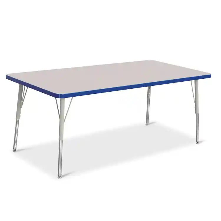 Rainbow Accents® KYDZ Gray Top Activity Tables, Rectangle 30" X 60", Adult 24" - 31", Blue