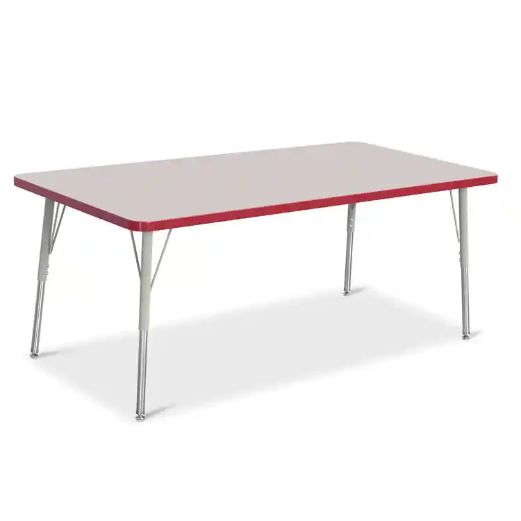 Rainbow Accents® KYDZ Gray Top Activity Tables, Rectangle 30" X 60", Adult 24" - 31", Red