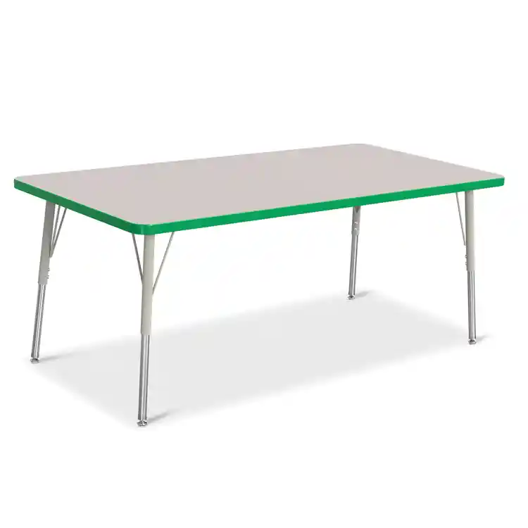 Rainbow Accents® KYDZ Gray Top Activity Tables, Rectangle 30" X 60", Adult 24" - 31", Green