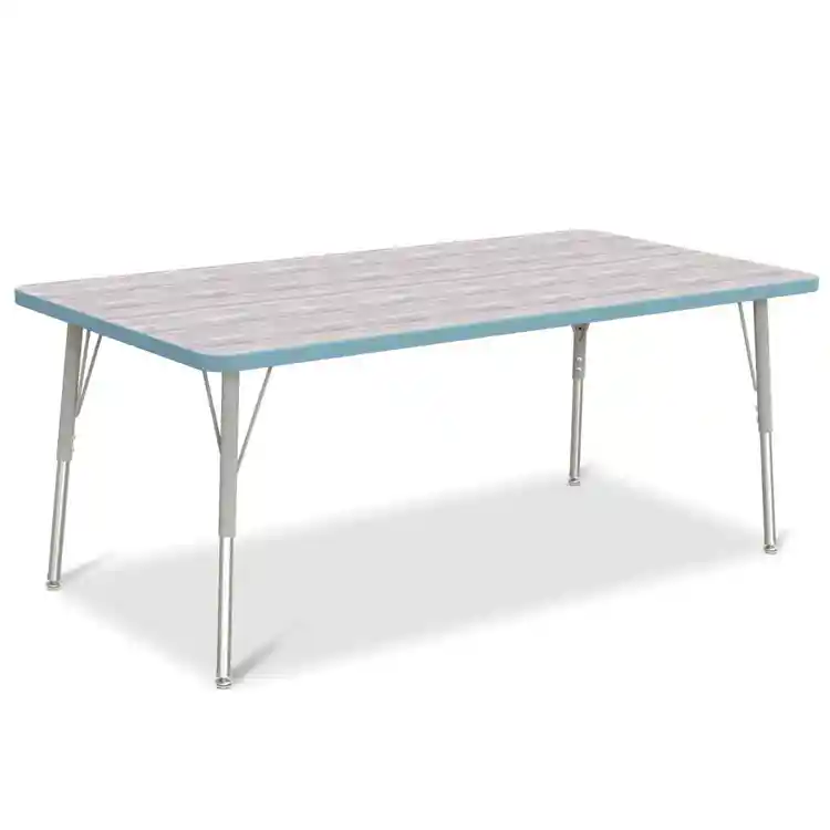 Berries® Driftwood Gray Top Activity Table, Rectangle 30" X 60", Adult Height-Coastal Blue