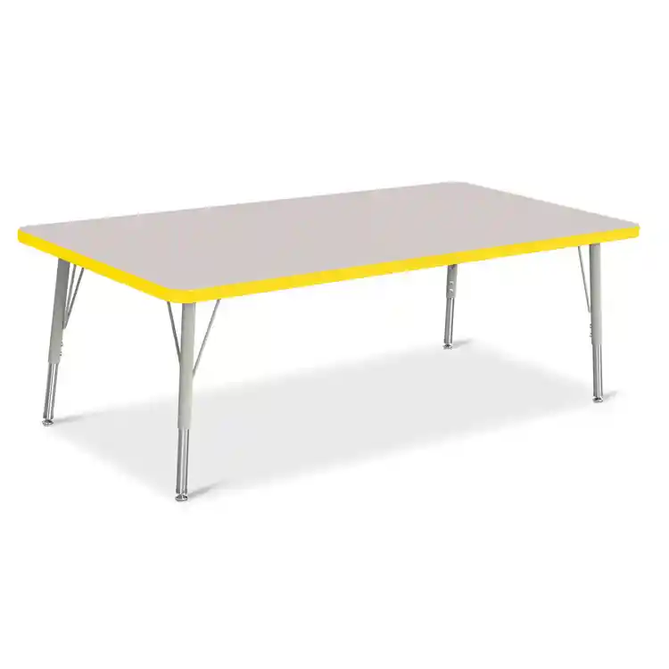 Rainbow Accents® KYDZ Gray Top Activity Tables, Rectangle 30" X 60", Elementary 15" - 24", Yellow