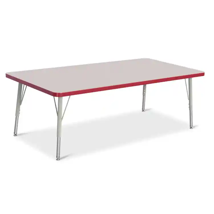 Rainbow Accents® KYDZ Gray Top Activity Tables, Rectangle 30" X 60", Elementary 15" - 24", Red