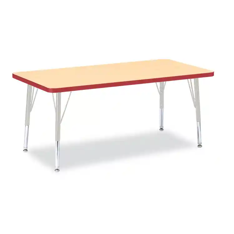 Rainbow Accents® Kydz® Maple Top Activity Tables, Rectangle 30" X 60", Elementary 15" - 24", Red