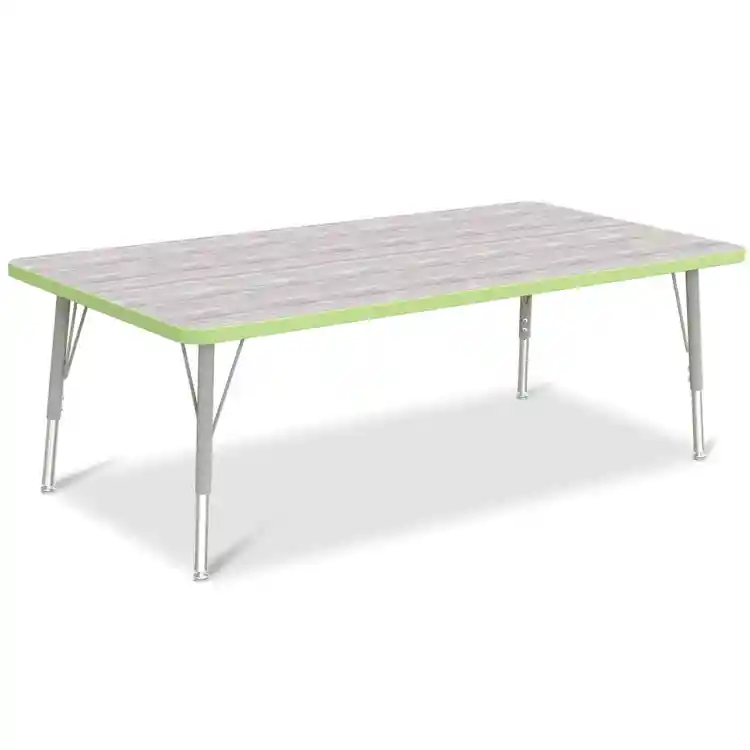 Berries® Driftwood Gray Top Activity Tables, Rectangle 30" X 60", Elementary Height-Key Lime