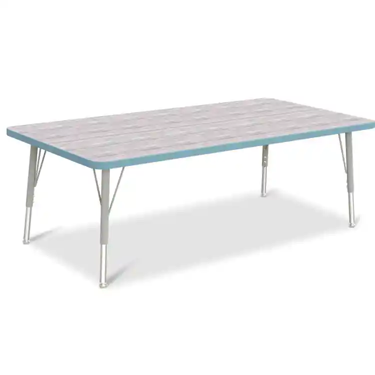 Berries® Driftwood Gray Top Activity Tables, Rectangle 30" X 60", Elementary Height-Coastal Blue