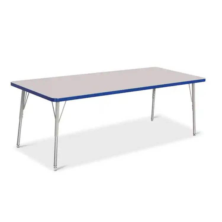 Rainbow Accents® KYDZ Gray Top Activity Tables, Rectangle 30" X 72", Adult 24" - 31", Blue