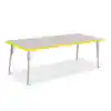 Rainbow Accents® KYDZ Gray Top Activity Tables, Rectangle 30" X 72", Adult 24" - 31", Yellow