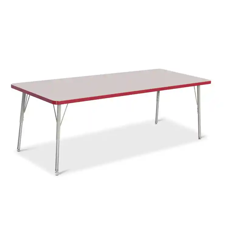 Rainbow Accents® KYDZ Gray Top Activity Tables, Rectangle 30" X 72", Adult 24" - 31", Red