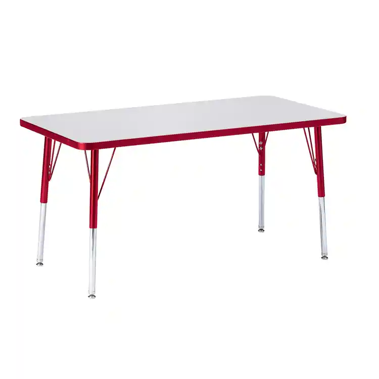 Rainbow Accents® KYDZ Gray Top Activity Tables, Rectangle 30" X 72", Adult 24" - 31", Red