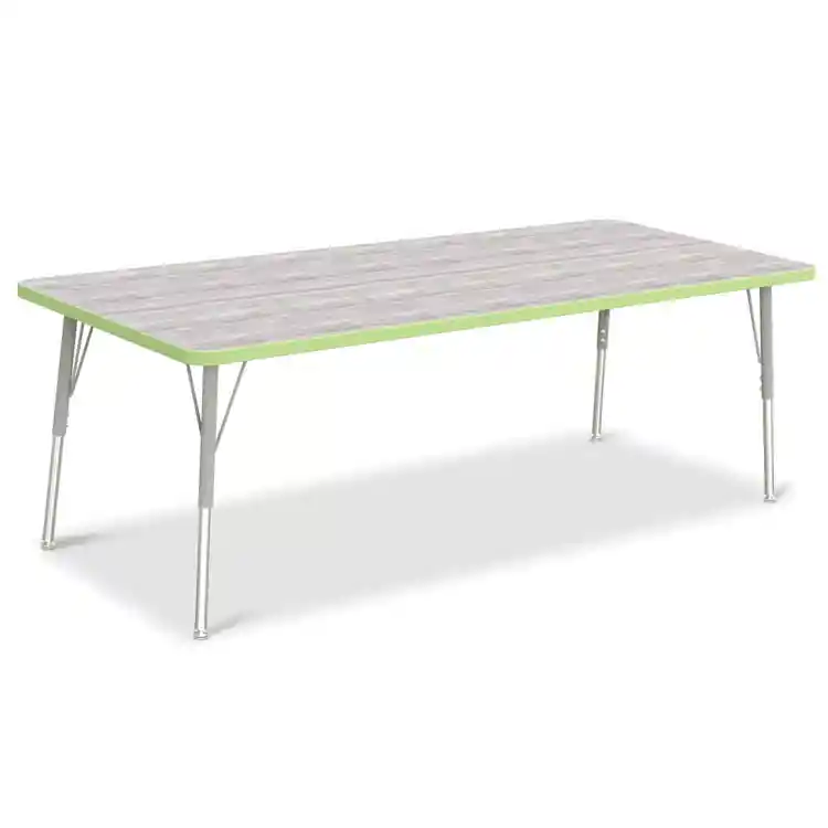 Berries® Driftwood Gray Top Activity Tables, Rectangle 30" X 72", Adult Height-Key Lime