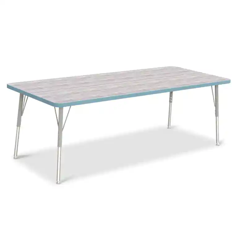 Berries® Driftwood Gray Top Activity Tables, Rectangle 30" X 72", Adult Height-Coastal Blue