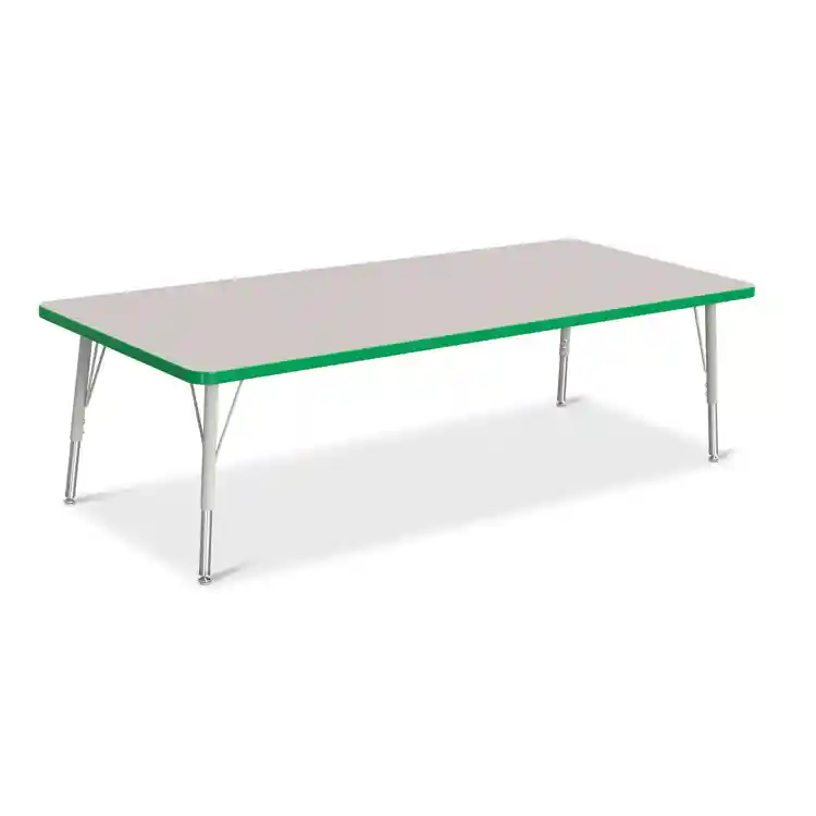 Rainbow Accents® KYDZ Gray Top Activity Tables, Rectangle 30" X 72", Elementary 15" - 24", Green