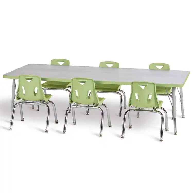 Berries® Driftwood Gray Top Activity Tables, Rectangle 30" X 72", Elementary Height-Key Lime