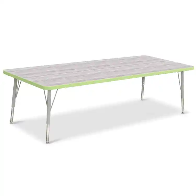 Berries® Driftwood Gray Top Activity Tables, Rectangle 30" X 72", Elementary Height-Key Lime