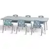 Berries® Driftwood Gray Top Activity Tables, Rectangle 30" X 72", Elementary Height-Coastal Blue