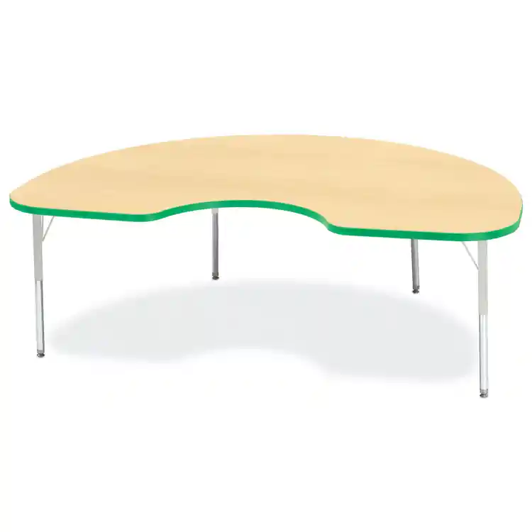 Rainbow Accents® Kydz® Maple Top Activity Tables, Kidney 48" x 72", Adult 24" - 31", Green